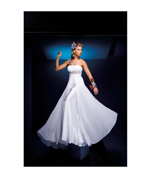 white chiffon gown