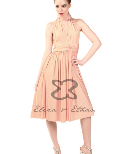 Eliza & Ethan Dusty Peach Short Multiwrap Dress Alila
