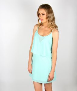 Alila Mint Chiffon Layered Dress front detail