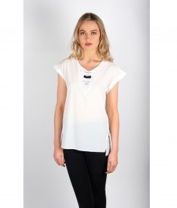 French Alila White V-detail top Front