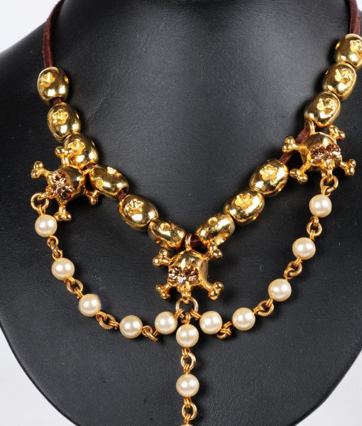 Alila Otazu Gold Skull Long Rosary Necklace