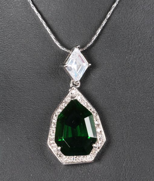 Emerald and CZ pendant