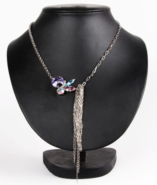 Contrasting Chains Purple Swarovski Necklace