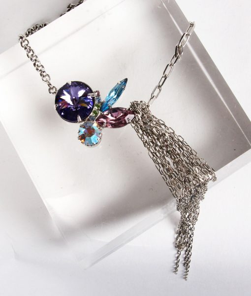 Contrasting Chains Purple Swarovski Necklace