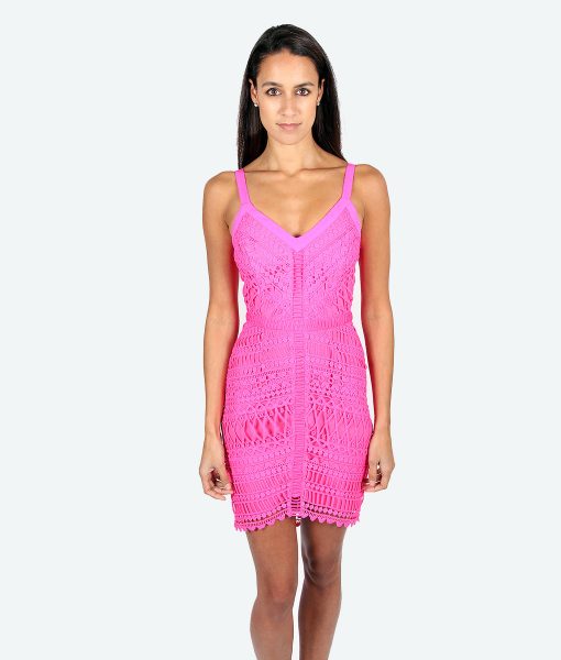Alila Fuchsia Crochet Fitted Dress by Adelyn Rae