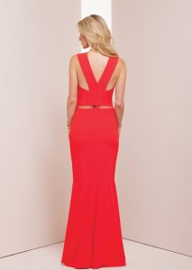 Mignon Red Sheer Detail Floor Length Gown