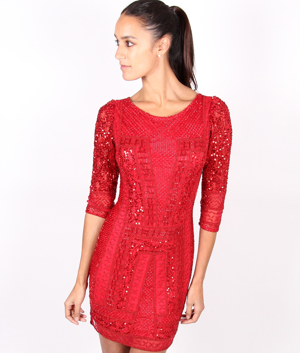 Scala Long Sleeved Red Sequin Dress Alila 2696