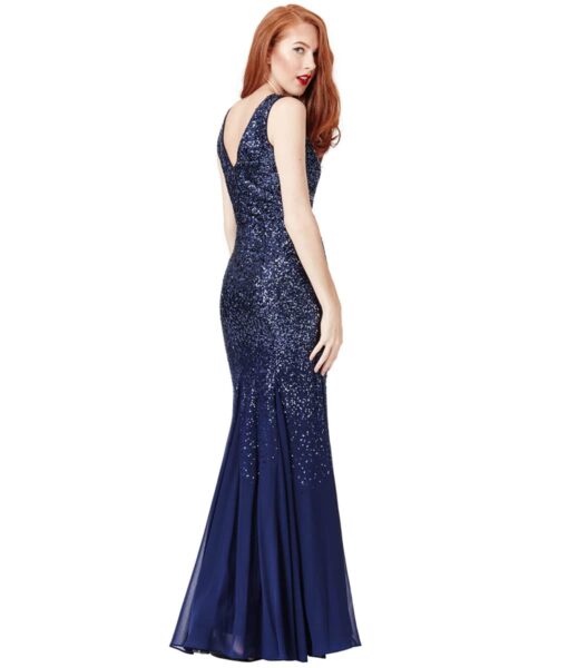 City Goddess - Navy Sequins & Chiffon Gown