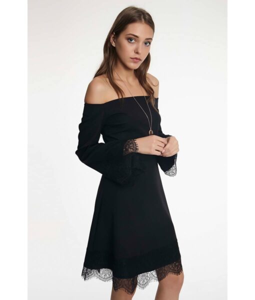 Alila-Black-off-the-shoulder-lace-trim-dress-Setre-detail