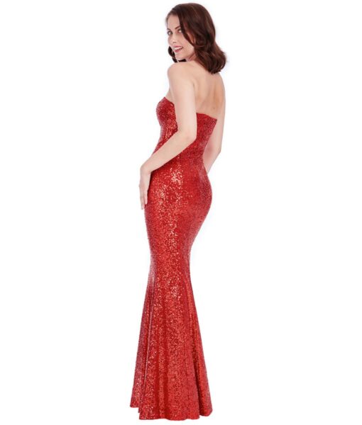 City Goddess - Red Strapless Sequin Gown