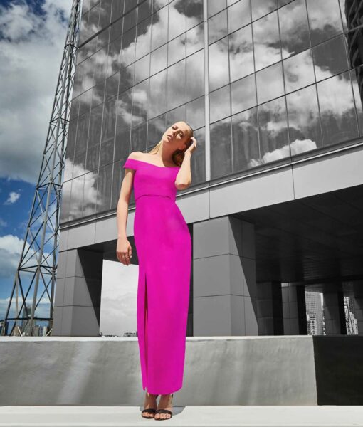 Alila Purple Off the Shoulder gown