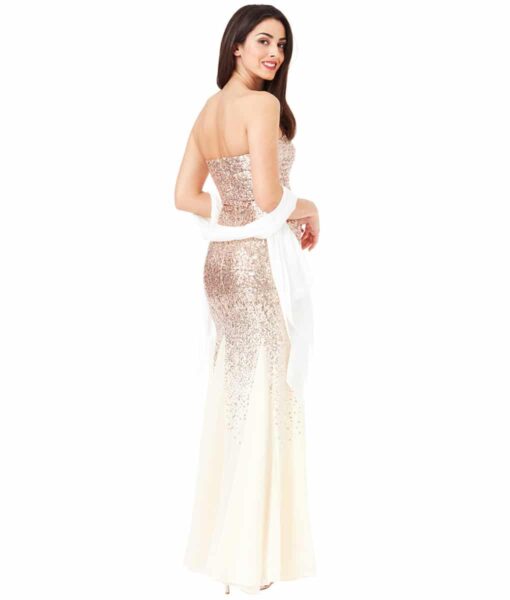 Alila Boutique Champagne Sequins Strapless Dress