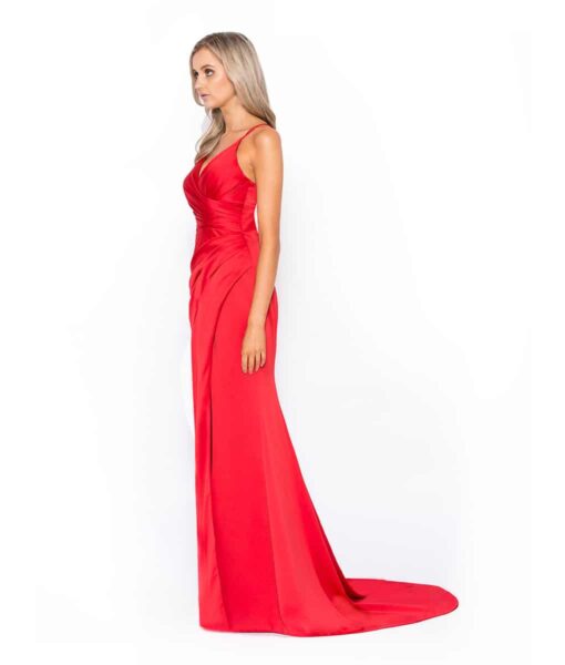 Red Satin Gown Alila Boutique
