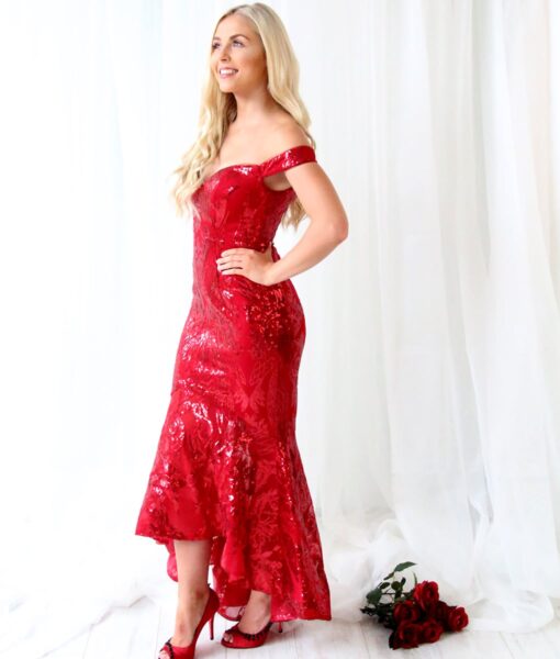 Alila-Burgundy-Sequin-Fishtail-Dress-Bariano