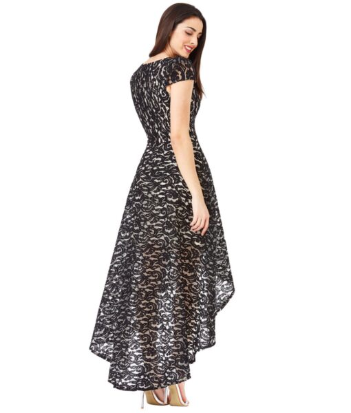 City Goddess Black & Cream Lace Dress