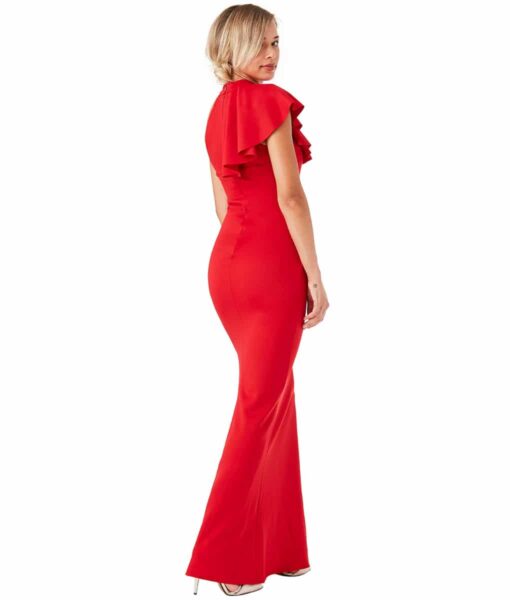 City Goddess - Red Ruffle Collar Gown - Alila
