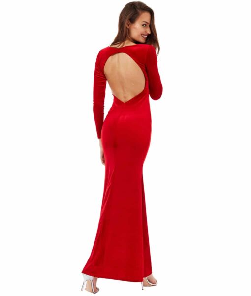 Alila-Red-Velvet-open-back-long-dress-City-Goddess