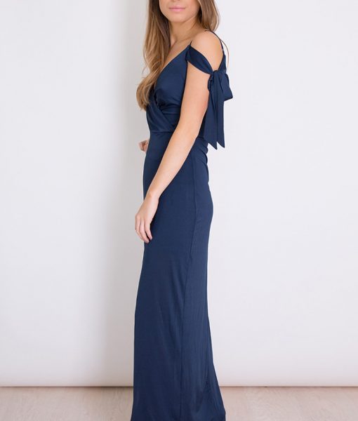Alila Navy Cold Shoulder Gown Girl In Mind