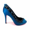 Suecomma Bonnie Teal & Black Crystal peep-toe heels