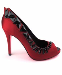 Suecomma Bonnie peep toe ruby heels with black crystals