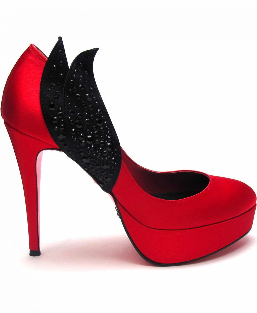 Alila Red & Black Leaf Crystal Heels by Suecomma Bonnie