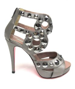 Suecomma Bonnie metallic Pewter & Swarovski Gladiator heels