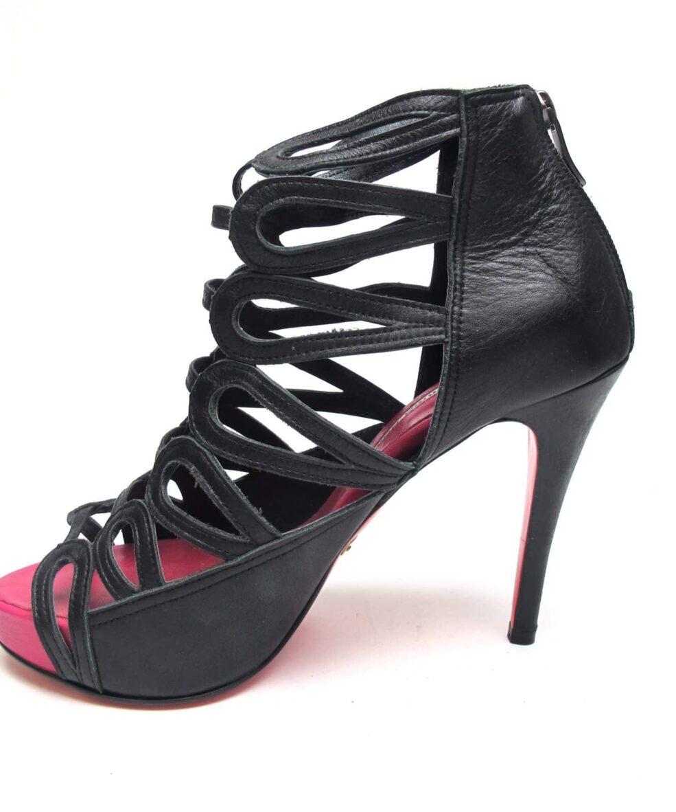 Suecomma Bonnie Black Strappy Boot Heels