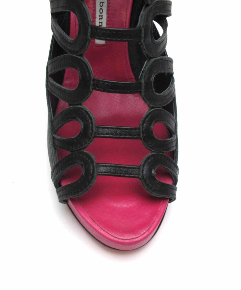 Suecomma Bonnie Black Strappy Boot Heels