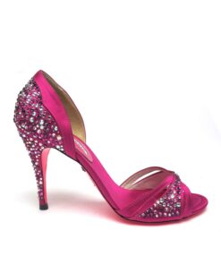 Suecomma Bonnie Fuschia and Swarovski peep toe heels