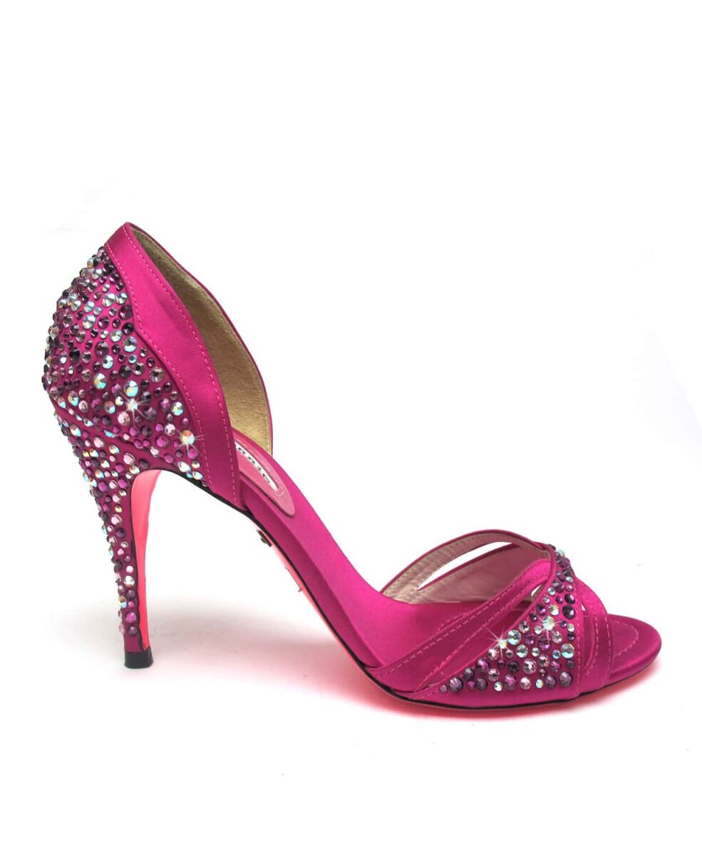 Suecomma Bonnie Fuschia and Swarovski peep toe heels