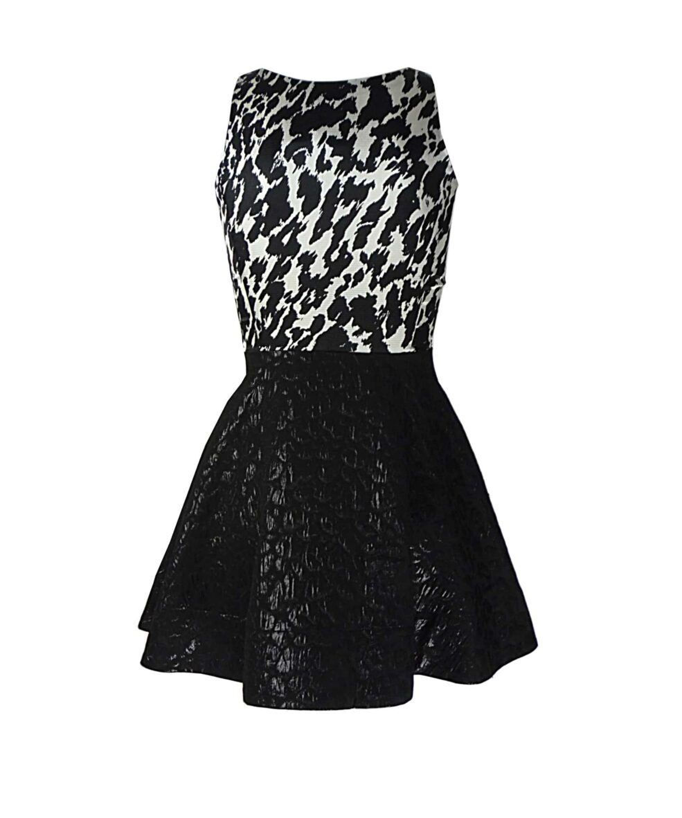 Oliva Rubin NICOLA Black & White Print Skater Dress