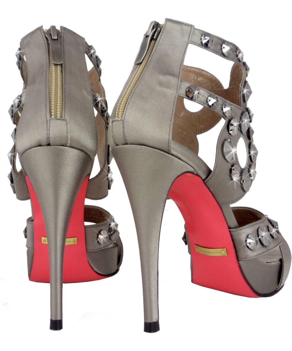 Suecomma Bonnie Pewter & Swarovski Gladiator heels