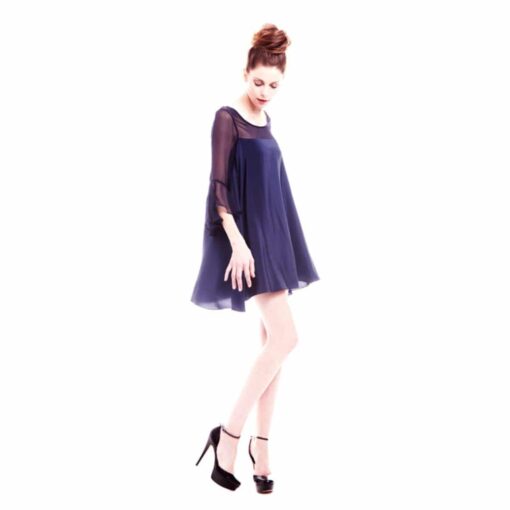 Paper Crown Hazel Dress in Navy