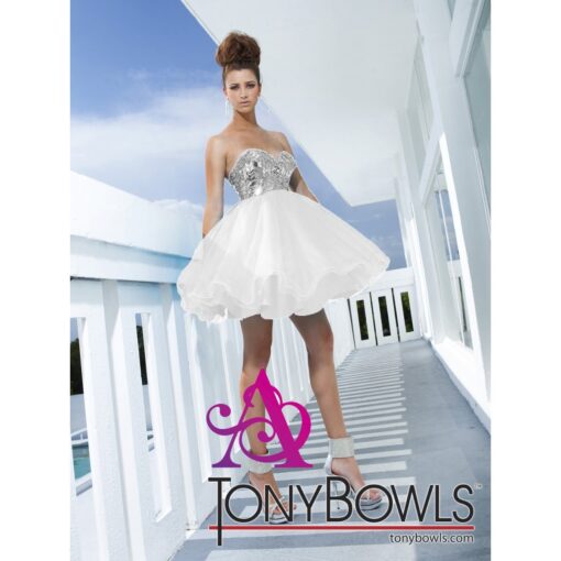 Tony Bowls Crystal & Sequin Bodice with White Tulle Skirt
