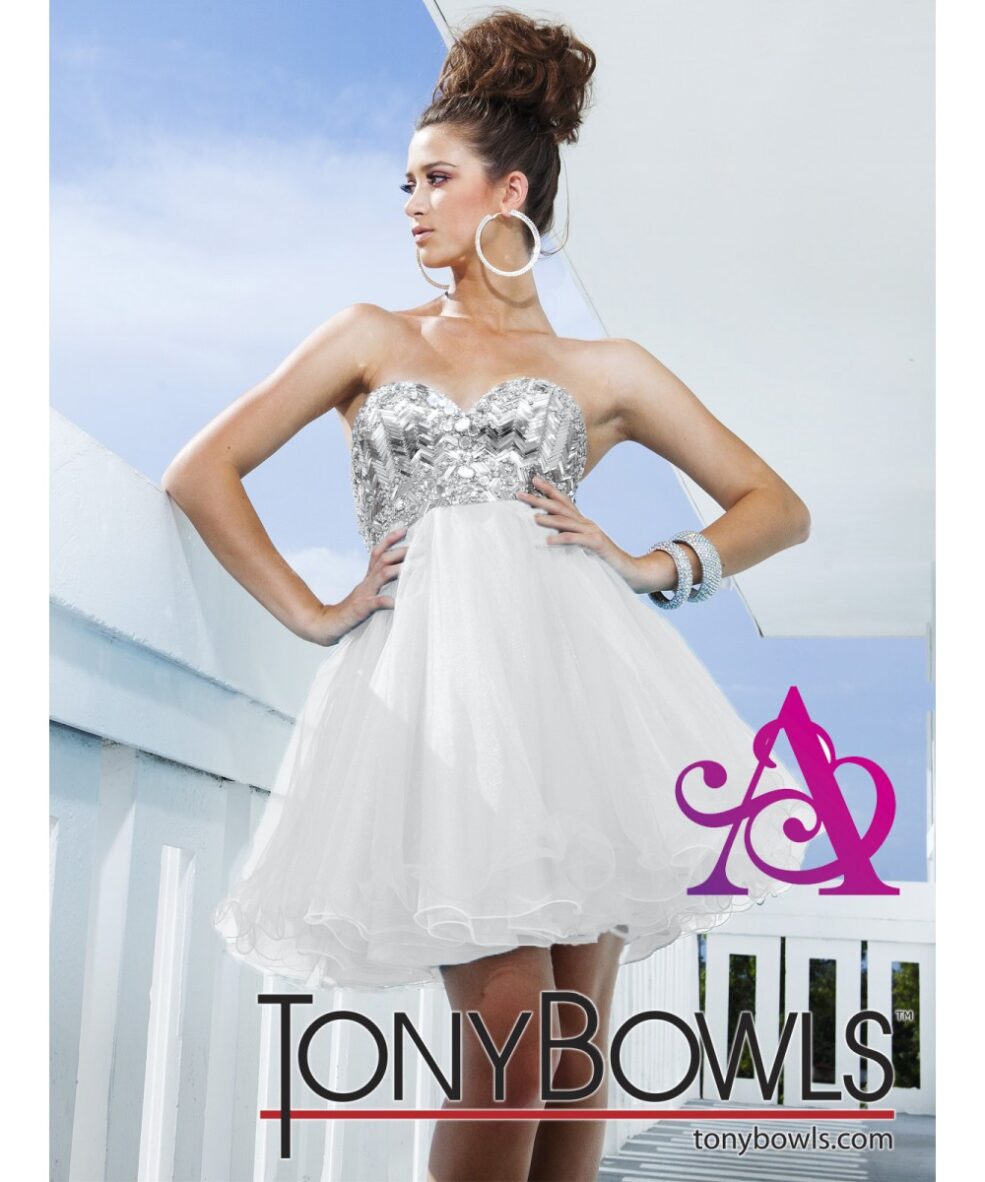 Alternative view of Tony Bowls Crystal & Sequin Bodice with White Tulle Skirt