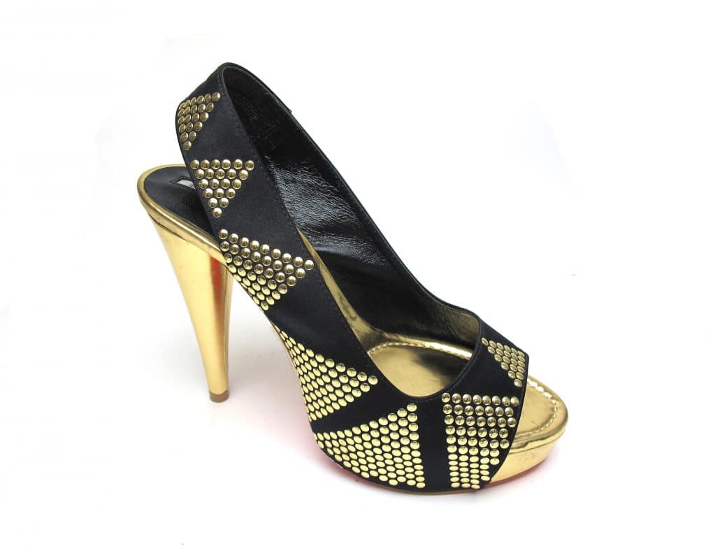 black and gold slingback heels