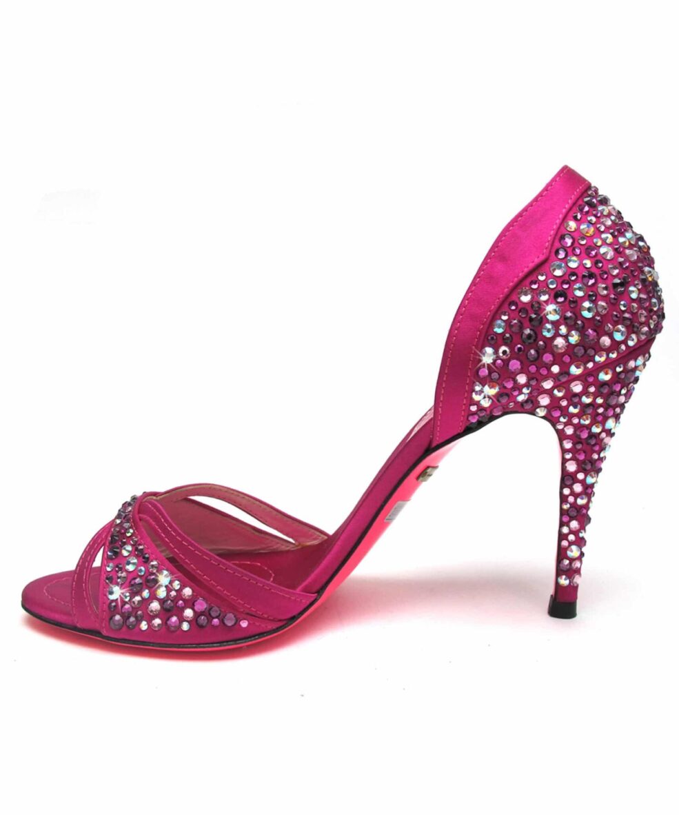 Suecomma Bonnie Fuschia and Swarovski peep toe heels