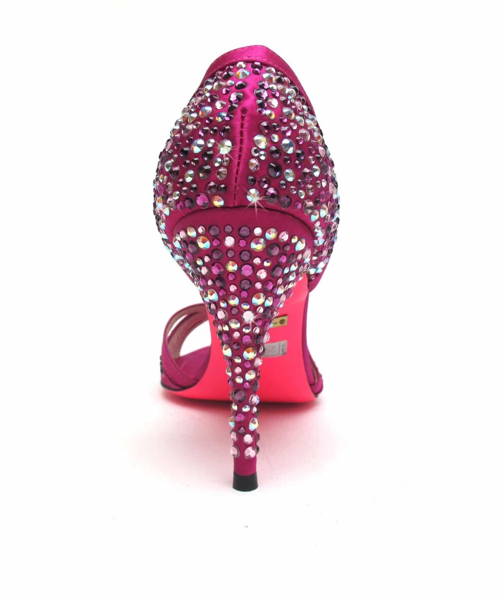 Suecomma Bonnie Fuschia and Swarovski peep toe heels