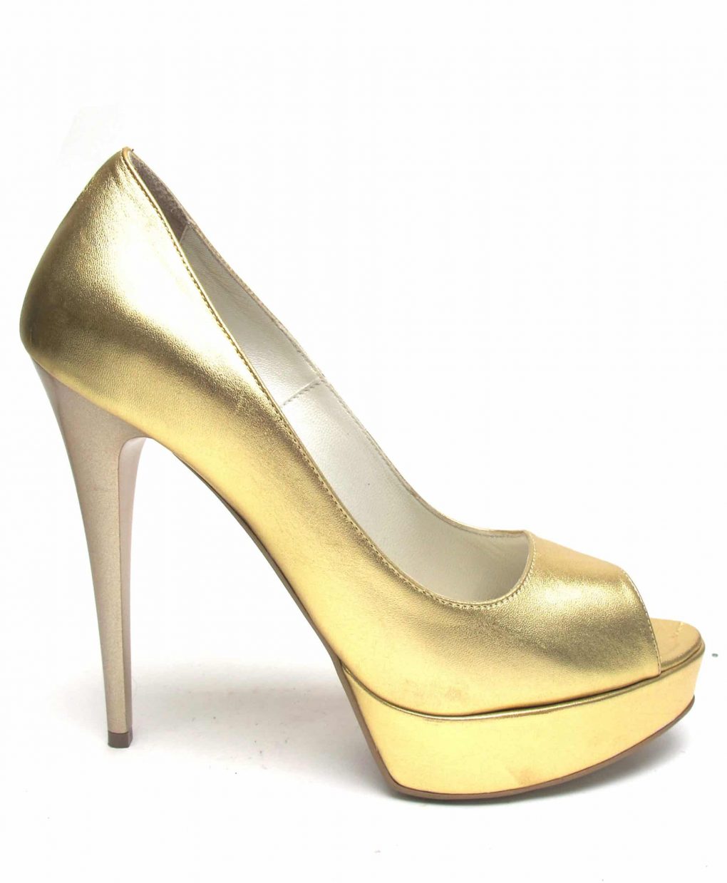 Veronesse Gold heels leather open toe heels