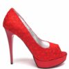 Veronesse Red Lace peep toe heels