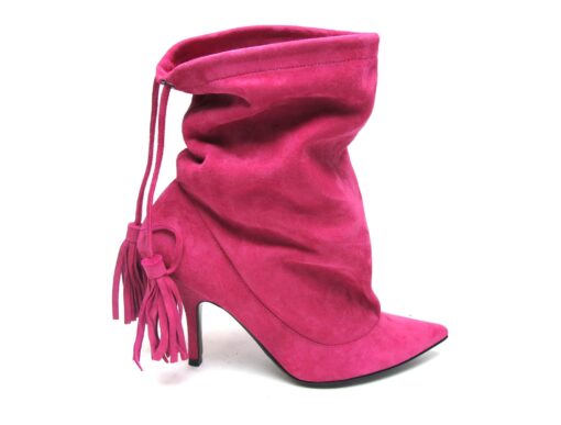 Tsuru "Pajama" Hot pink suede tassle boots