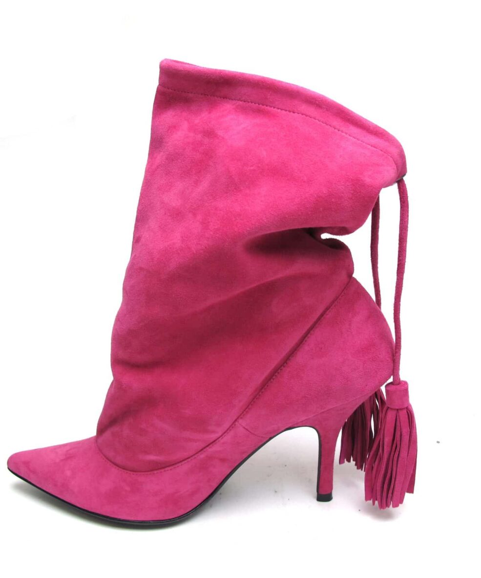 Tsuru "Pajama" Hot pink suede tassle boots