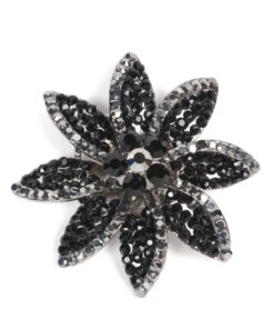black crystal flower brooch