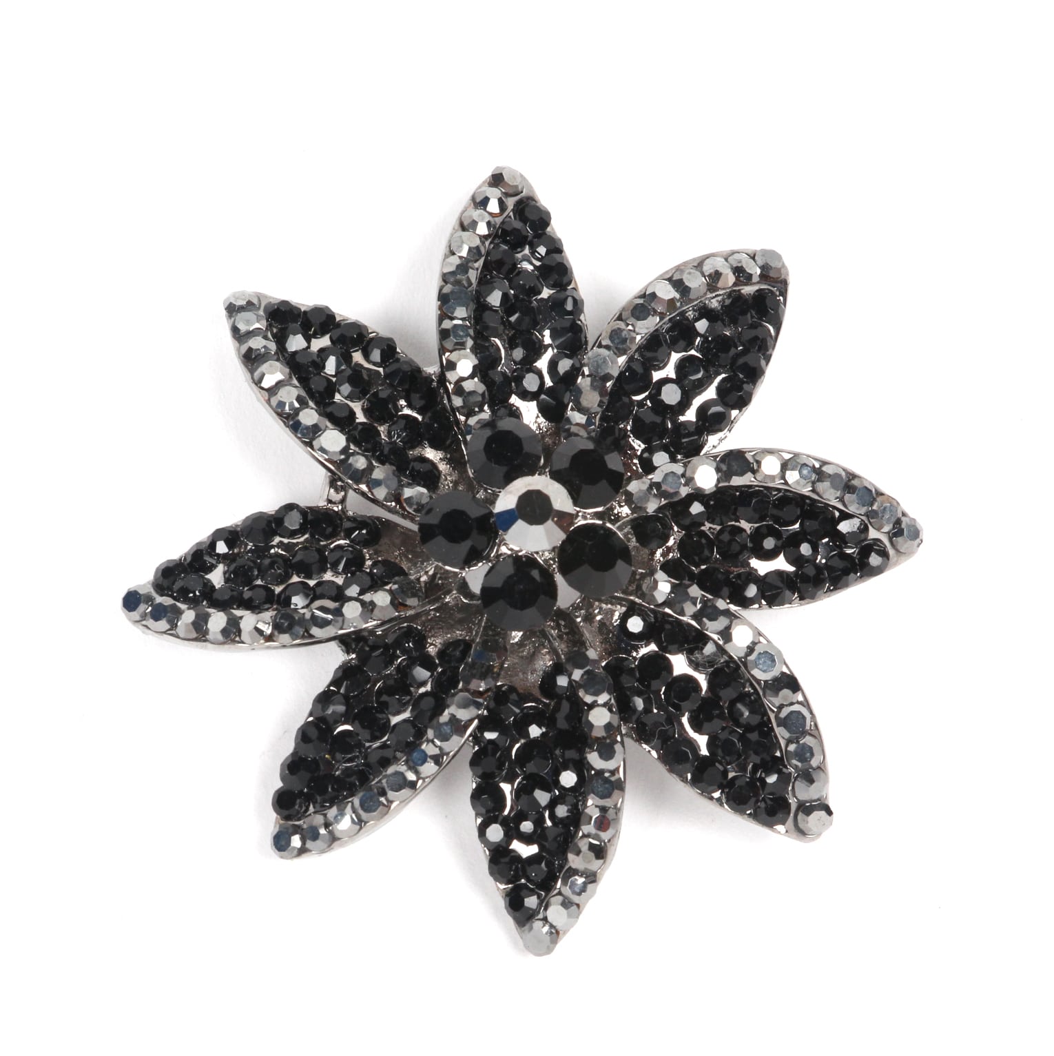 Black Crystal Flower Brooch - Alila