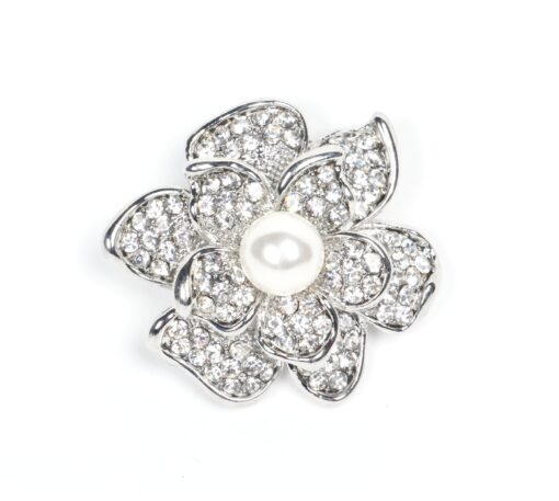 Crystal & Pearl Flower Brooch