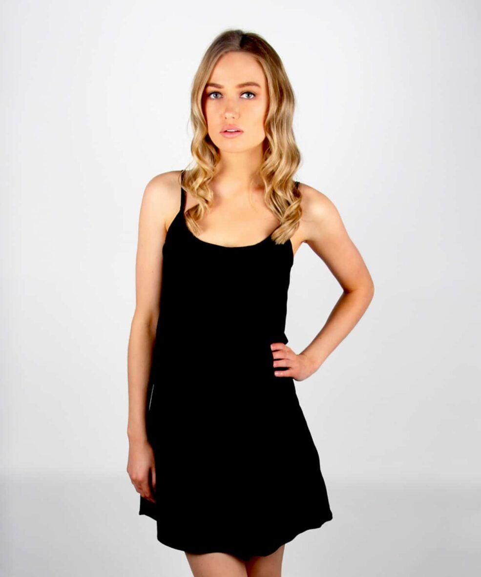 Alternative view of Black Layered Summer Dress with V-Lace Detail