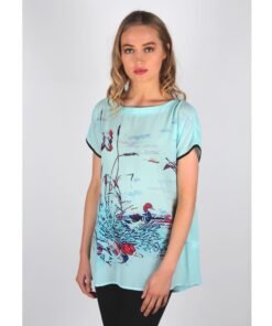 blue chiffon top