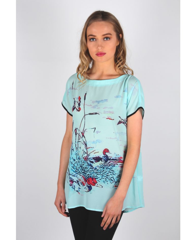blue chiffon top
