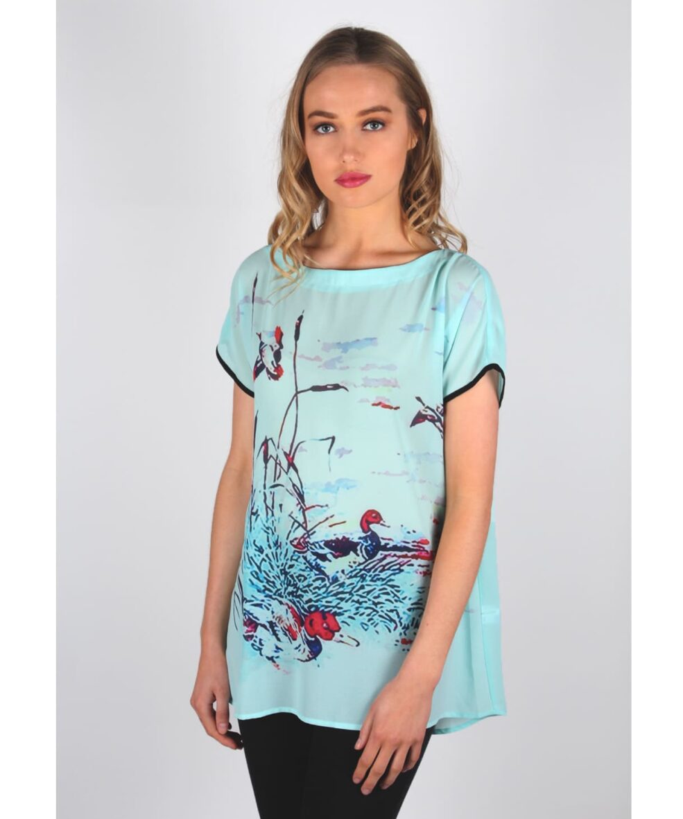 blue chiffon top