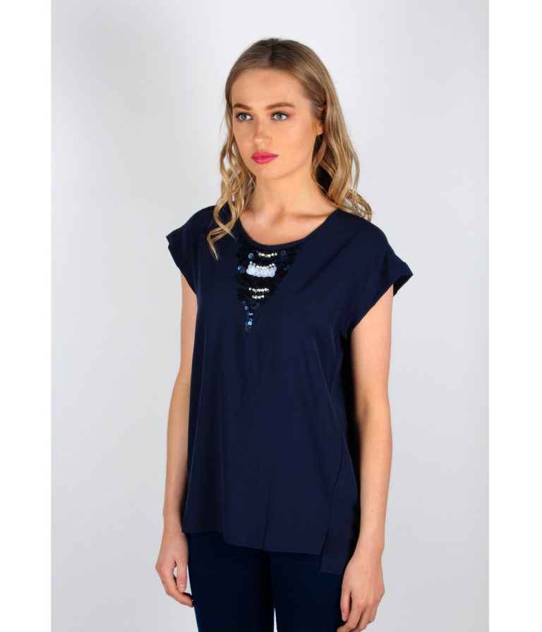 navy v neck top